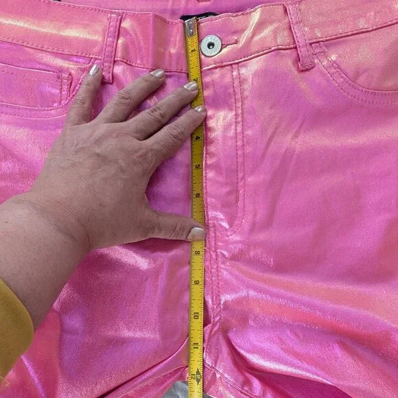 NWOT Elite Jeans Skinny Hi-Rise Metallic Shimmer Pink Stretch Ankle Jeans XL - Picture 6 of 7
